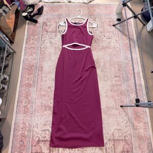 MINKPINK Cutout Midi Dress Purple White Trim Bodycon Small